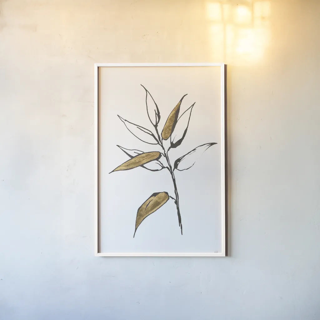 Leafed V by Chris Paschke. shown as a paper print in a white frame. Available as a archival giclee rolled canvas, fine art paper, or poster print. SKU 64200h.