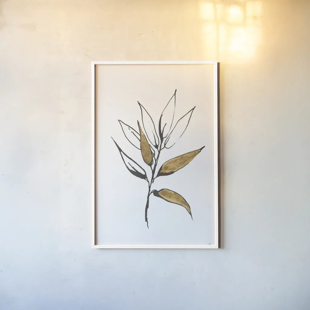 Leafed VI by Chris Paschke. shown as a paper print in a white frame. Available as a archival giclee rolled canvas, fine art paper, or poster print. SKU 64201h.