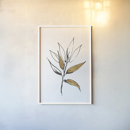 Leafed VI by Chris Paschke. shown as a paper print in a white frame. Available as a archival giclee rolled canvas, fine art paper, or poster print. SKU 64201h.