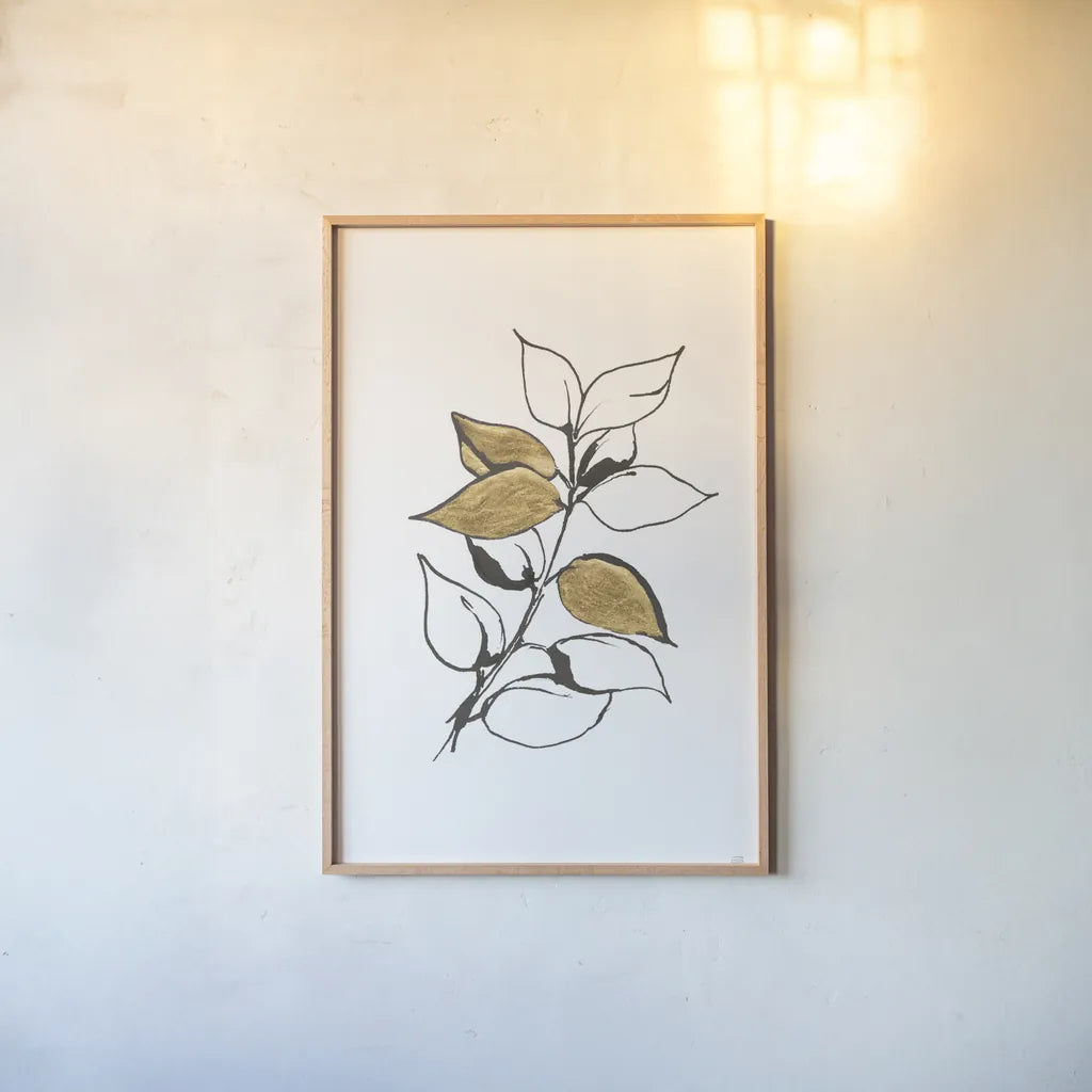 Leafed VII by Chris Paschke. shown as a paper print in a natural frame. Available as a archival giclee rolled canvas, fine art paper, or poster print. SKU 64202h.