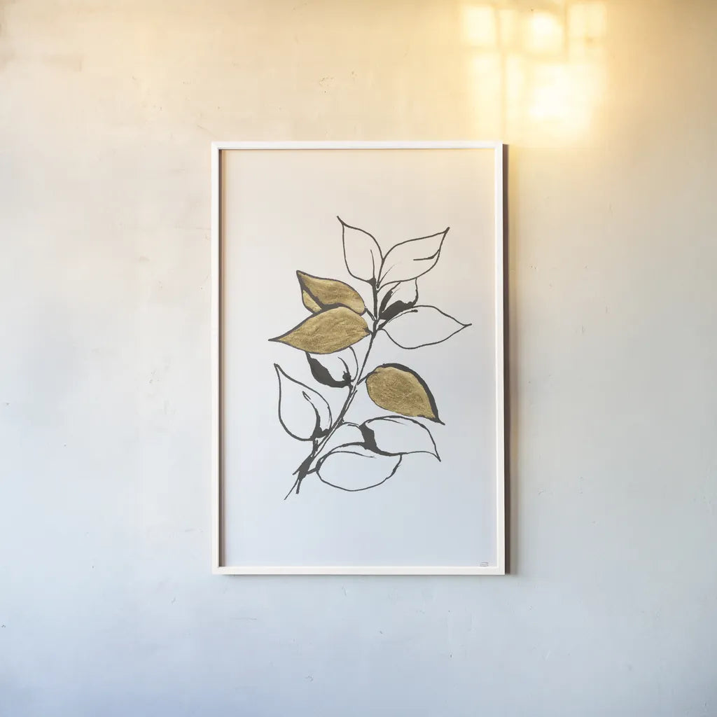 Leafed VII by Chris Paschke. shown as a paper print in a white frame. Available as a archival giclee rolled canvas, fine art paper, or poster print. SKU 64202h.