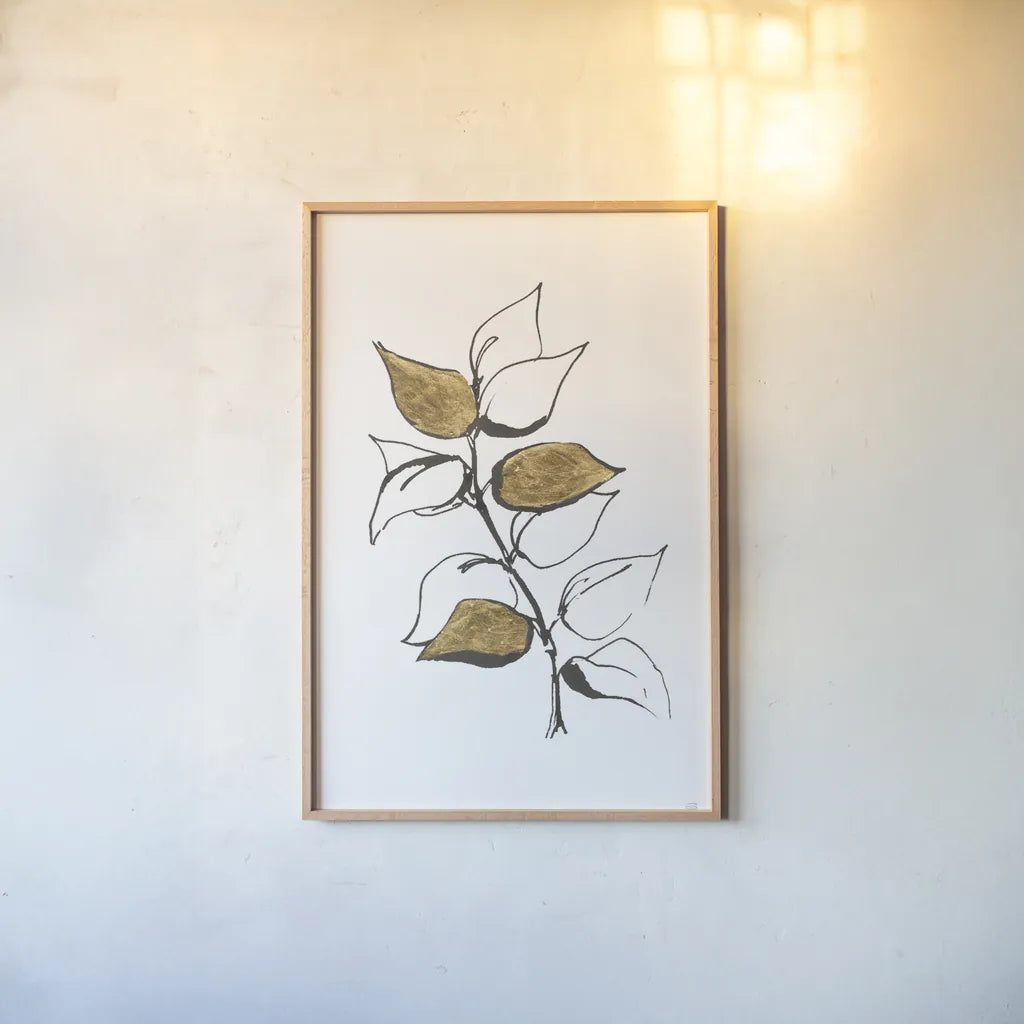 Leafed VIII by Chris Paschke. shown as a paper print in a natural frame. Available as a archival giclee rolled canvas, fine art paper, or poster print. SKU 64203h.