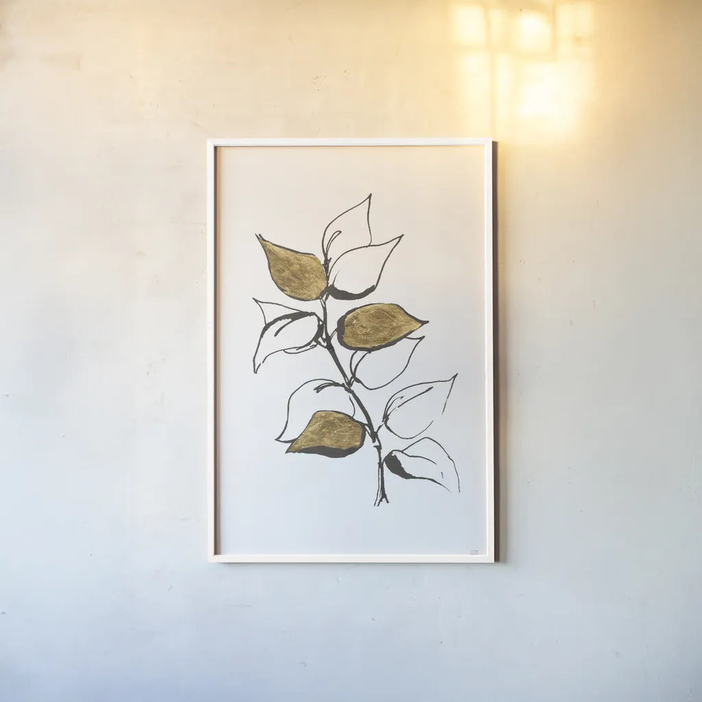 Leafed VIII by Chris Paschke. shown as a paper print in a white frame. Available as a archival giclee rolled canvas, fine art paper, or poster print. SKU 64203h.