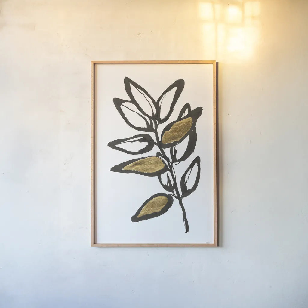 Leafed X by Chris Paschke. shown as a paper print in a natural frame. Available as a archival giclee rolled canvas, fine art paper, or poster print. SKU 64205h.