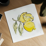 Lemon Still Life II by Chris Paschke. Shown as a detailed flat fine art print, highlighting archival giclee quality. Available as an archival giclee rolled canvas, fine art paper, or poster print. SKU 66881a.