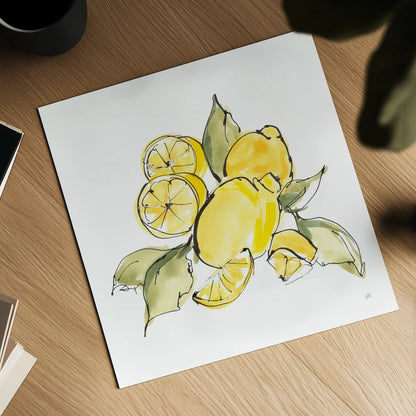 Lemon Still Life III by Chris Paschke. Shown as a detailed flat fine art print, highlighting archival giclee quality. Available as an archival giclee rolled canvas, fine art paper, or poster print. SKU 66882a.