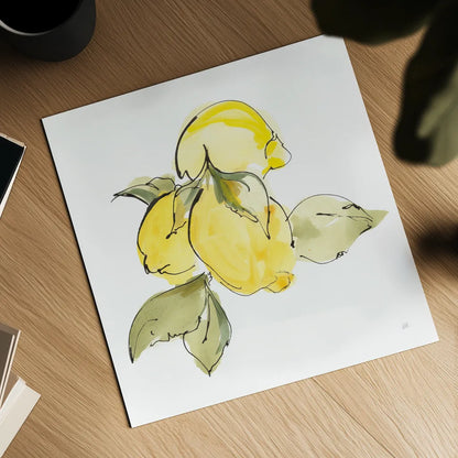 Lemons I by Chris Paschke. Shown as a detailed flat fine art print, highlighting archival giclee quality. Available as an archival giclee rolled canvas, fine art paper, or poster print. SKU 66876a.