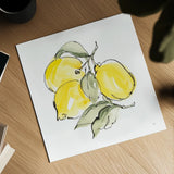 Lemons III by Chris Paschke. Shown as a detailed flat fine art print, highlighting archival giclee quality. Available as an archival giclee rolled canvas, fine art paper, or poster print. SKU 66878a.