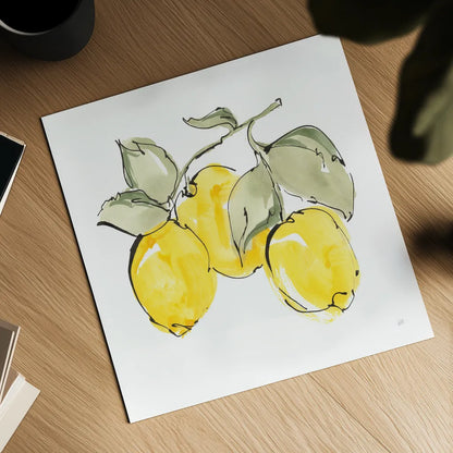 Lemons IV by Chris Paschke. Shown as a detailed flat fine art print, highlighting archival giclee quality. Available as an archival giclee rolled canvas, fine art paper, or poster print. SKU 66879a.