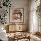 Life Squared II by Chris Paschke. Shown in a natural wood frame in a cozy modern living room. Available as an archival giclee rolled canvas, fine art paper, or poster print. SKU 70676a.