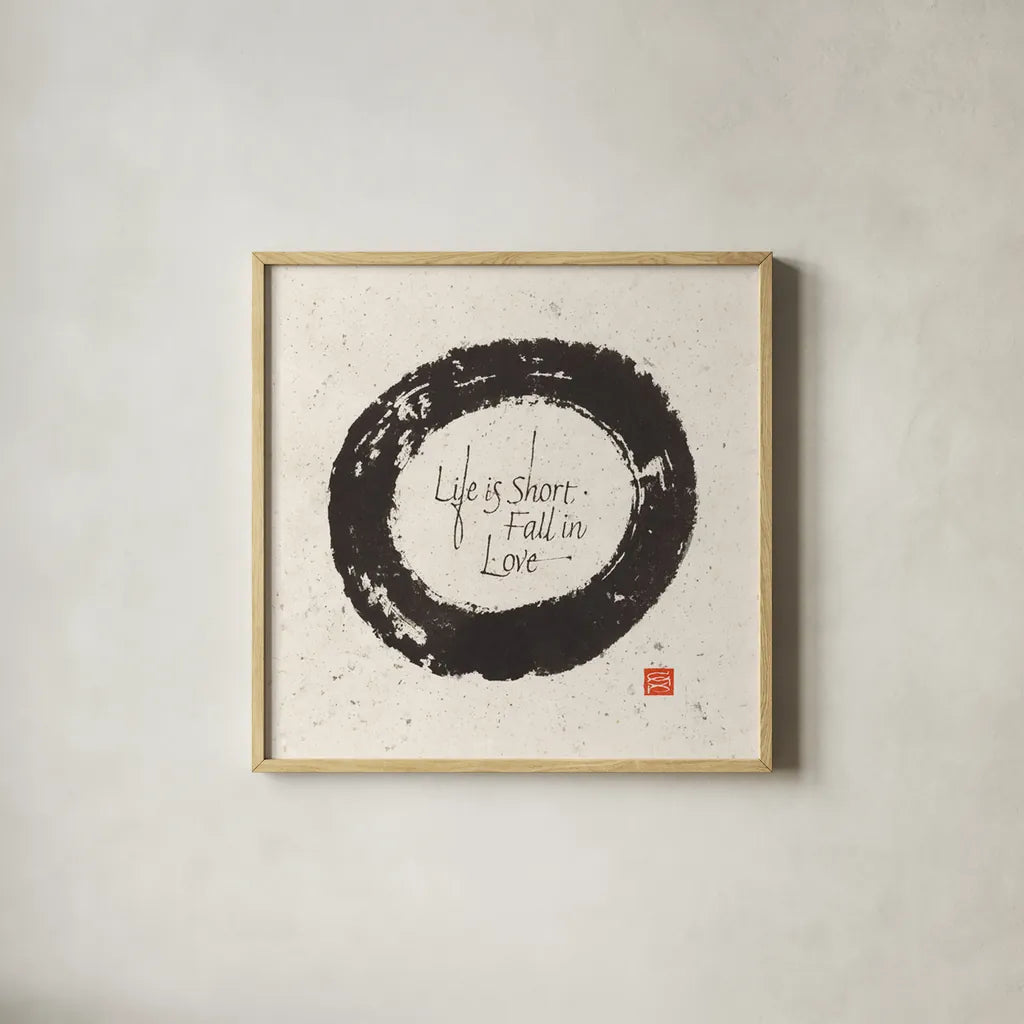 Life is Short by Chris Paschke. Shown in a natural wood glass frame for a timeless modern aesthetic. Available as an archival giclee rolled canvas, fine art paper, or poster print. SKU 1398a.