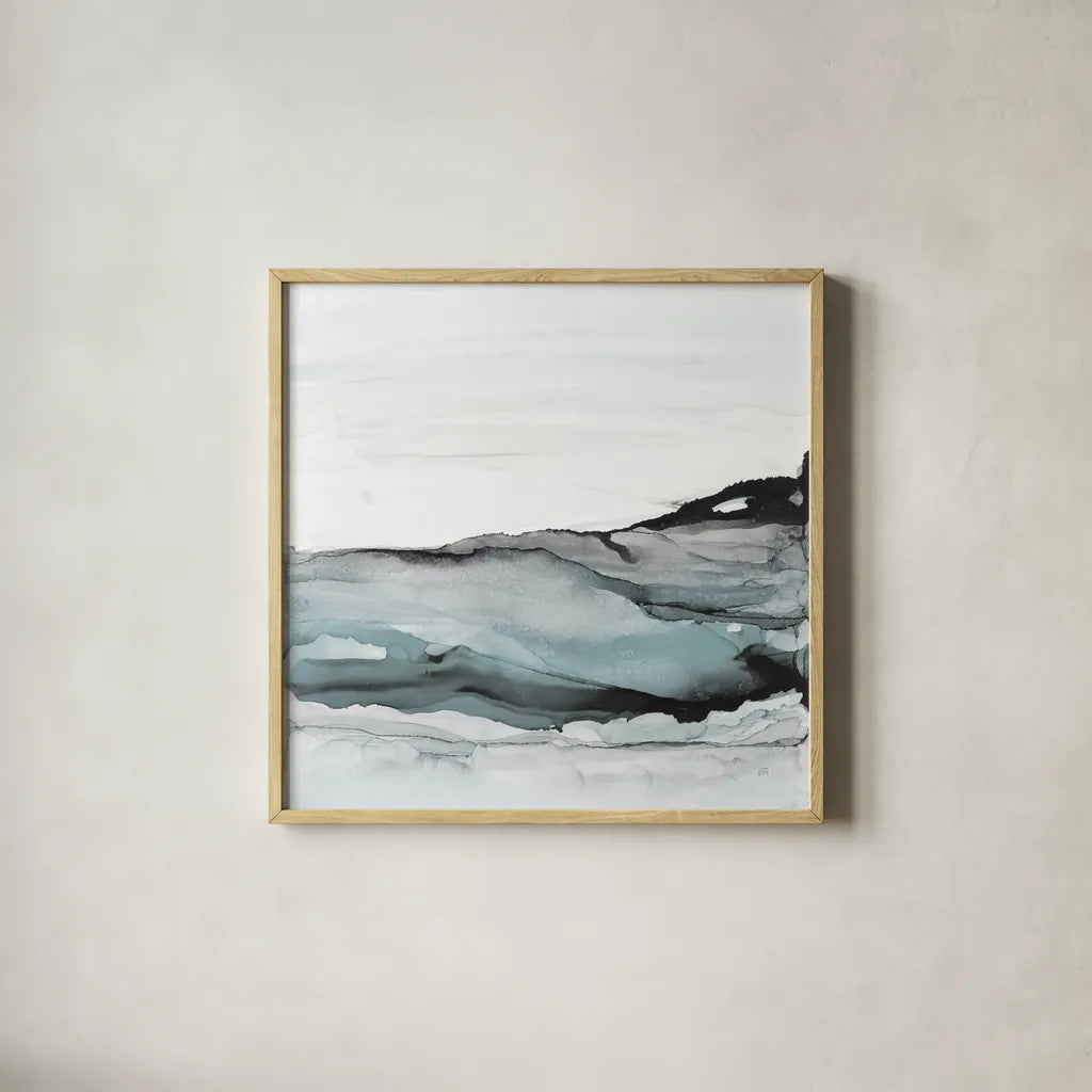 Light Aquascape I by Chris Paschke. Shown in a natural wood glass frame for a timeless modern aesthetic. Available as an archival giclee rolled canvas, fine art paper, or poster print. SKU 77386a.
