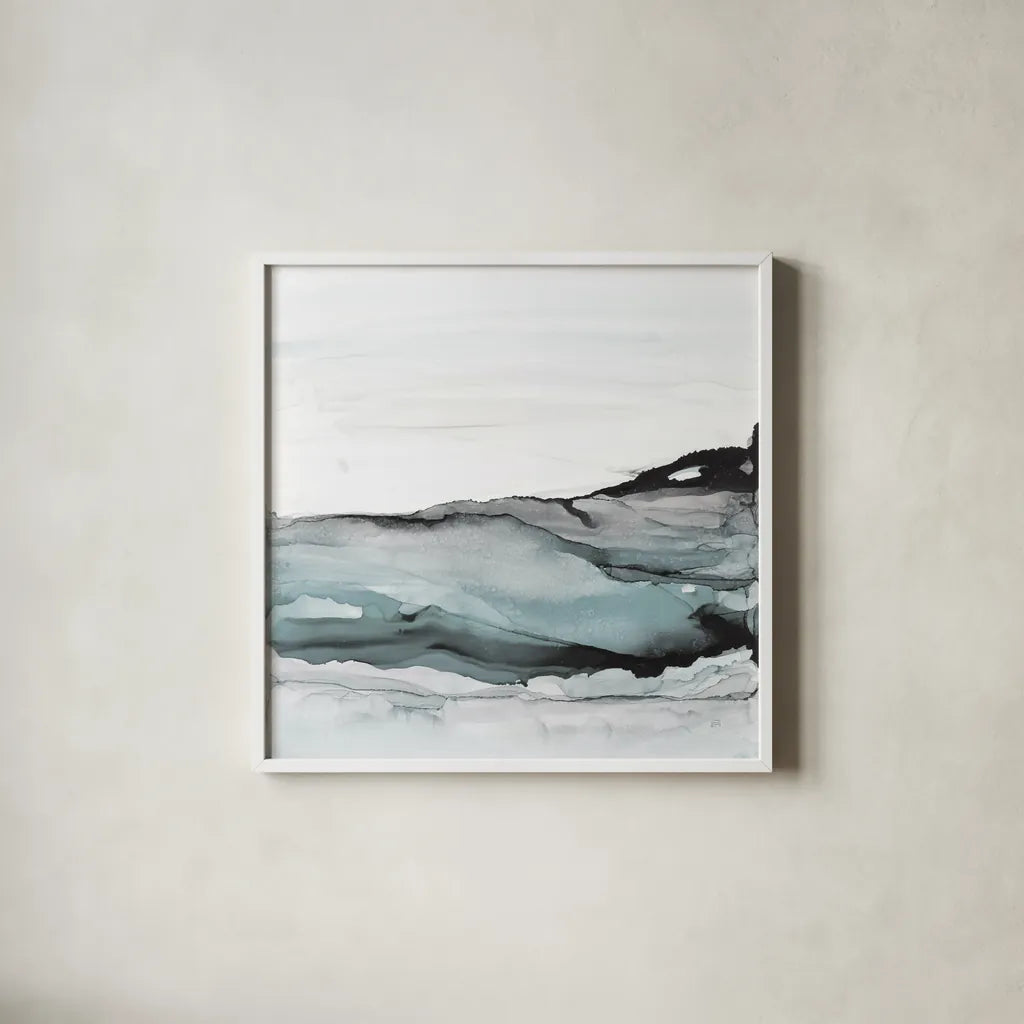 Light Aquascape I by Chris Paschke. Shown in a crisp white glass frame for a clean and minimalist style. Available as an archival giclee rolled canvas, fine art paper, or poster print. SKU 77386a.
