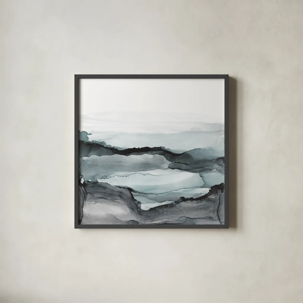 Light Aquascape II by Chris Paschke. Shown in a sleek black glass frame for a contemporary gallery look. Available as an archival giclee rolled canvas, fine art paper, or poster print. SKU 77387a.