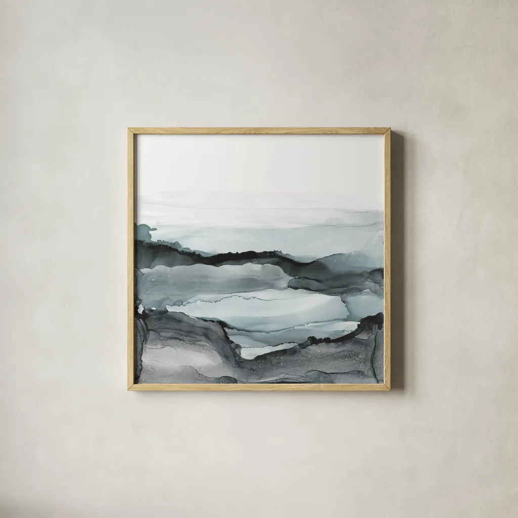 Light Aquascape II by Chris Paschke. Shown in a natural wood glass frame for a timeless modern aesthetic. Available as an archival giclee rolled canvas, fine art paper, or poster print. SKU 77387a.