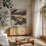 Like a Tree II by Chris Paschke. Shown in a natural wood frame in a cozy modern living room. Available as an archival giclee rolled canvas, fine art paper, or poster print. SKU 69347a.