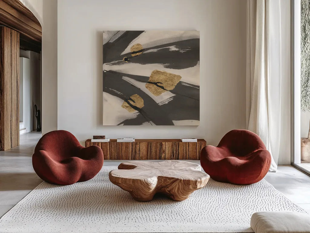 Like a Tree II by Chris Paschke. Shown as extra-large giant wall art in a modern living room. Available as an archival giclee rolled canvas, fine art paper, or poster print. SKU 69347a.