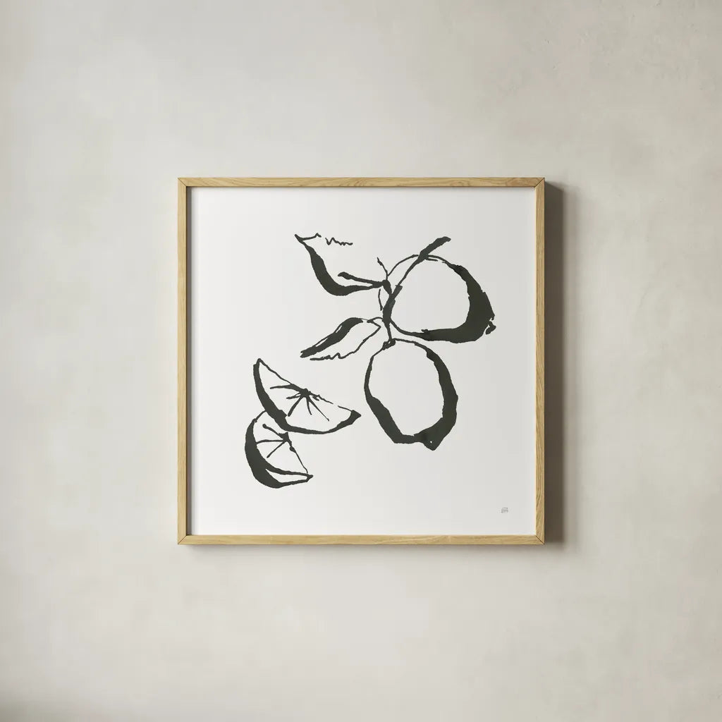 Limes BW by Chris Paschke. Shown in a natural wood glass frame for a timeless modern aesthetic. Available as an archival giclee rolled canvas, fine art paper, or poster print. SKU 64217a.
