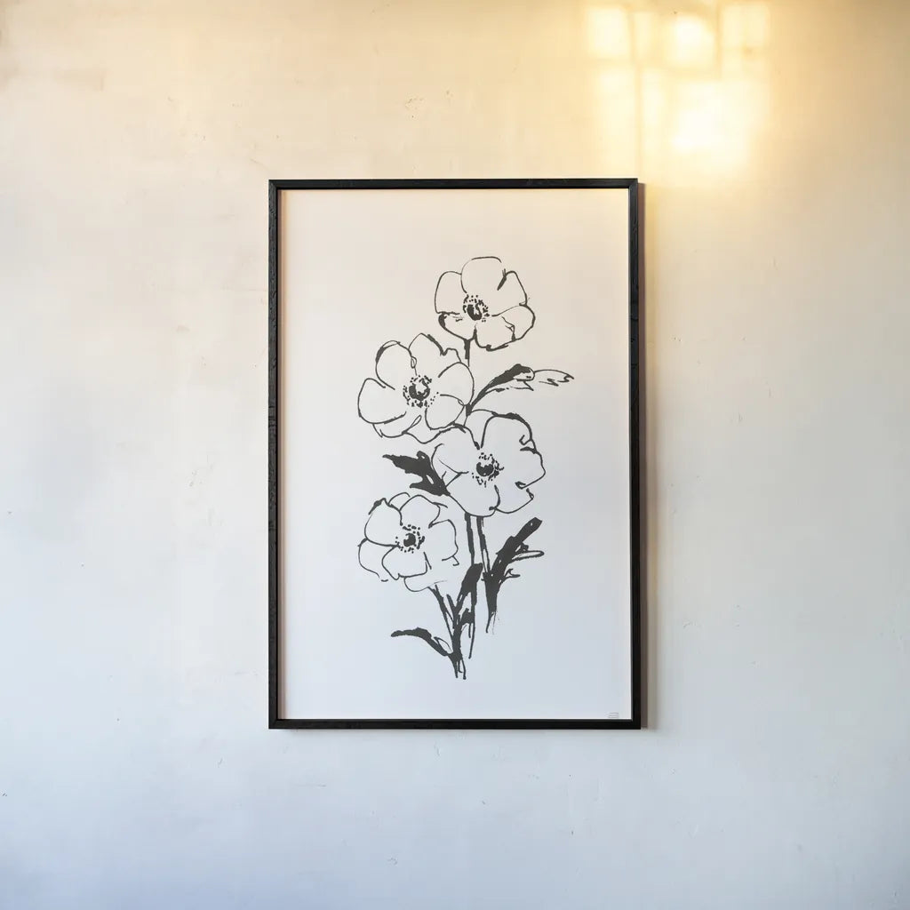 Line Anemone I by Chris Paschke. shown as a paper print in a black flame. Available as a archival giclee rolled canvas, fine art paper, or poster print. SKU 64182h.