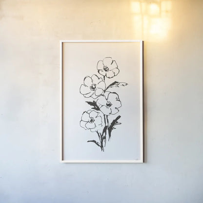 Line Anemone I by Chris Paschke. shown as a paper print in a white frame. Available as a archival giclee rolled canvas, fine art paper, or poster print. SKU 64182h.