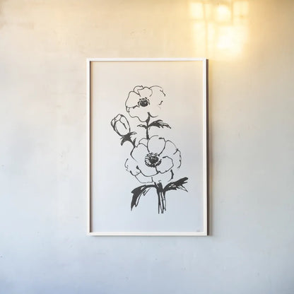 Line Anemone II by Chris Paschke. shown as a paper print in a white frame. Available as a archival giclee rolled canvas, fine art paper, or poster print. SKU 64183h.