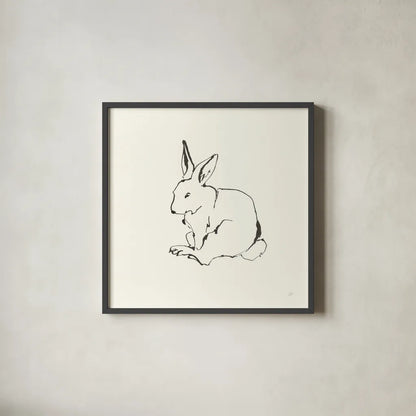 Line Bunny I by Chris Paschke. Shown in a sleek black glass frame for a contemporary gallery look. Available as an archival giclee rolled canvas, fine art paper, or poster print. SKU 58332a.