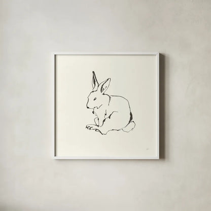 Line Bunny I by Chris Paschke. Shown in a crisp white glass frame for a clean and minimalist style. Available as an archival giclee rolled canvas, fine art paper, or poster print. SKU 58332a.