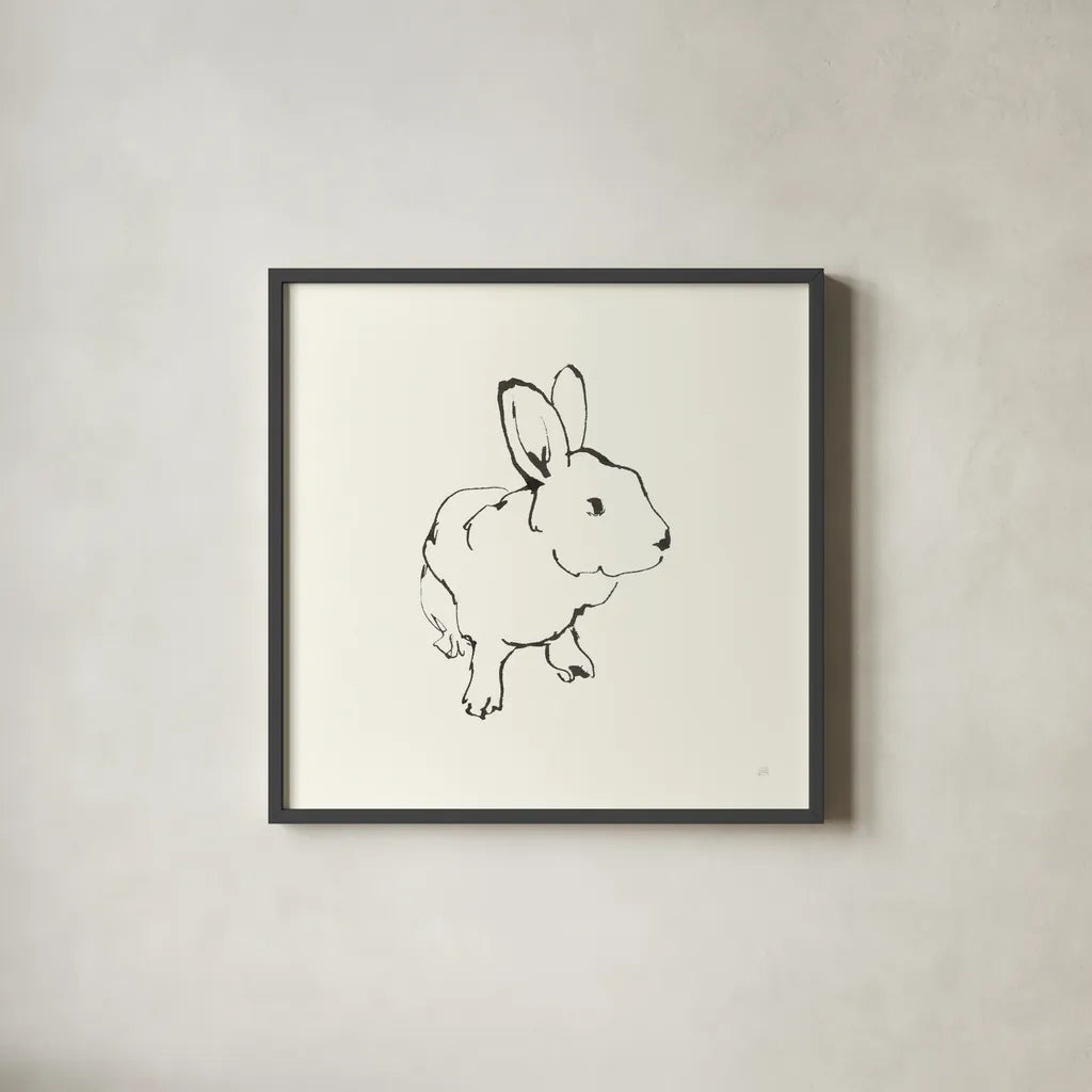 Line Bunny II by Chris Paschke. Shown in a sleek black glass frame for a contemporary gallery look. Available as an archival giclee rolled canvas, fine art paper, or poster print. SKU 58333a.