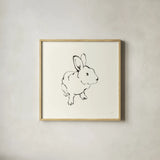 Line Bunny II by Chris Paschke. Shown in a natural wood glass frame for a timeless modern aesthetic. Available as an archival giclee rolled canvas, fine art paper, or poster print. SKU 58333a.