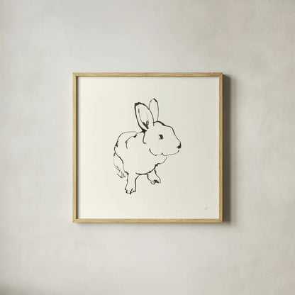 Line Bunny II by Chris Paschke. Shown in a natural wood glass frame for a timeless modern aesthetic. Available as an archival giclee rolled canvas, fine art paper, or poster print. SKU 58333a.