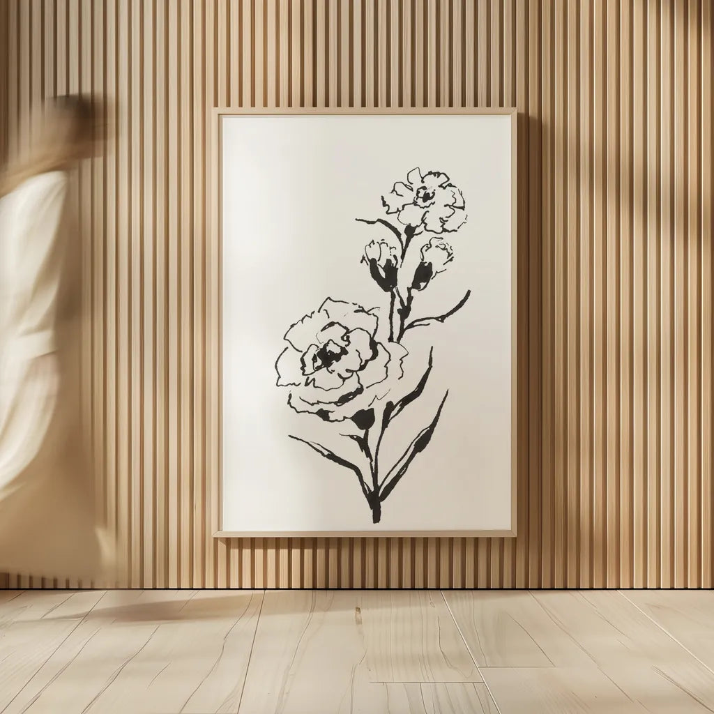 Line Carnation III by Chris Paschke. shown as over sized large wall art. Available as an archival giclee rolled canvas, fine art paper, or poster print. SKU 64188h.