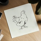 Line Chicken I by Chris Paschke. Shown as a detailed flat fine art print, highlighting archival giclee quality. Available as an archival giclee rolled canvas, fine art paper, or poster print. SKU 58321a.