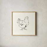 Line Chicken I by Chris Paschke. Shown in a natural wood glass frame for a timeless modern aesthetic. Available as an archival giclee rolled canvas, fine art paper, or poster print. SKU 58321a.