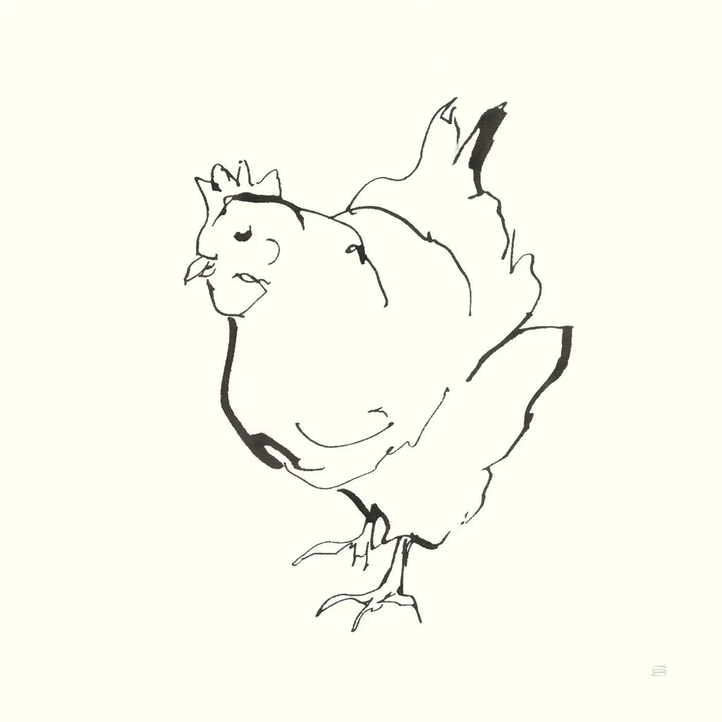 Line Chicken II by Chris Paschke. SKU 58322a. Archival Giclee Fine art print for wall decor.