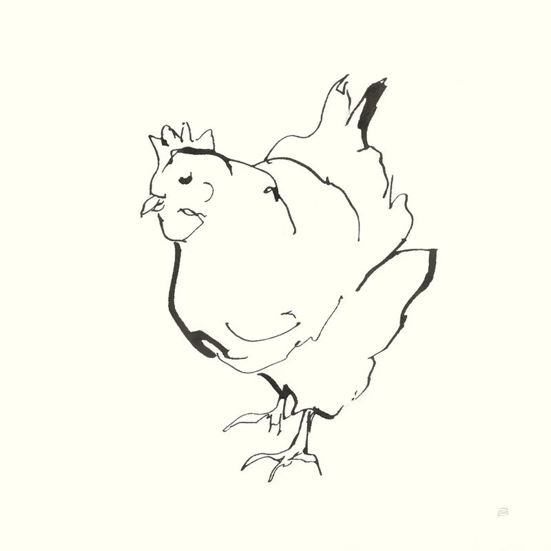 Line Chicken II by Chris Paschke. SKU 58322a. Archival Giclee Fine art print for wall decor.