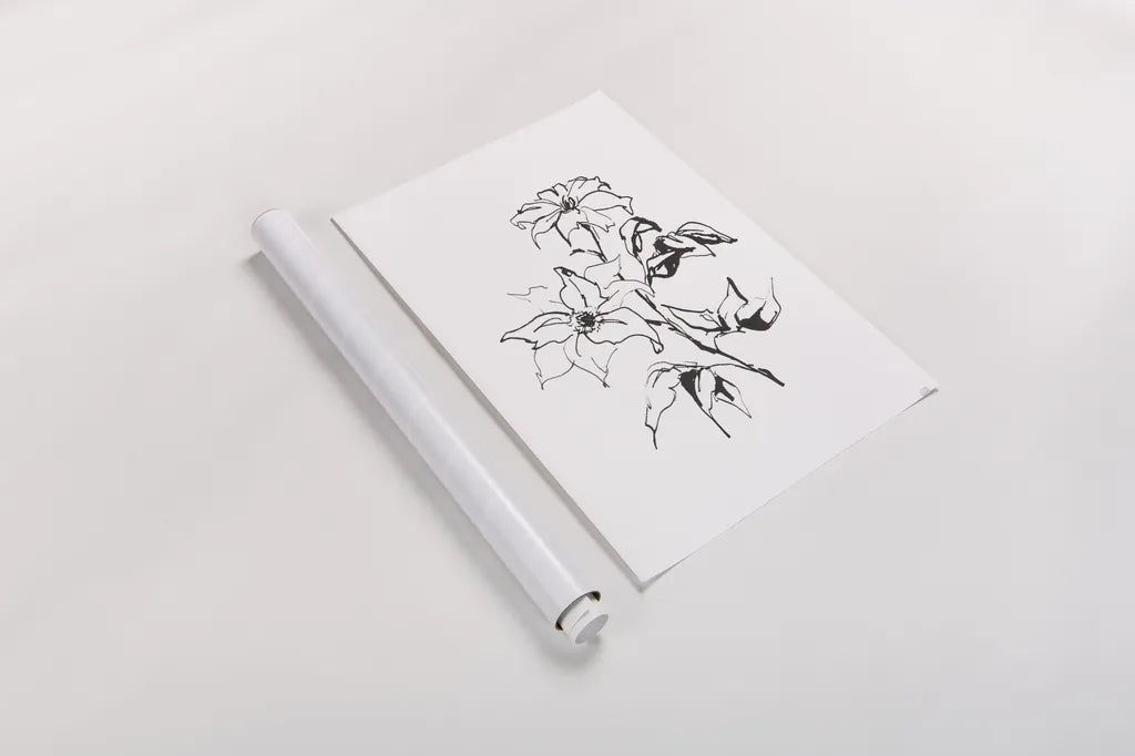 Line Clematis by Chris Paschke. shown as a rolled paper print. Available as archival giclee rolled canvas, fine art paper, or poster print. SKU 64192h.