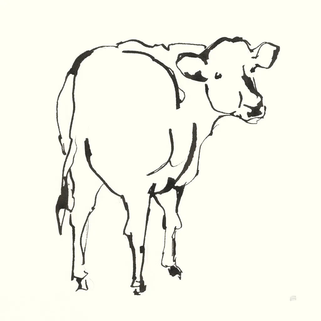 Line Cow by Chris Paschke. SKU 58325a. Archival Giclee Fine art print for wall decor.