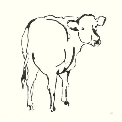 Line Cow by Chris Paschke. SKU 58325a. Archival Giclee Fine art print for wall decor.