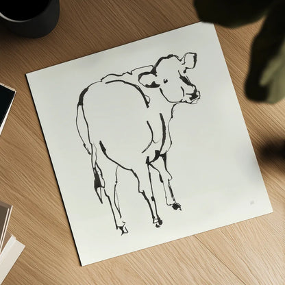 Line Cow by Chris Paschke. Shown as a detailed flat fine art print, highlighting archival giclee quality. Available as an archival giclee rolled canvas, fine art paper, or poster print. SKU 58325a.