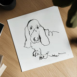 Line Dog Basset Hound by Chris Paschke. Shown as a detailed flat fine art print, highlighting archival giclee quality. Available as an archival giclee rolled canvas, fine art paper, or poster print. SKU 63545a.