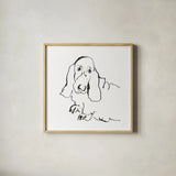 Line Dog Basset Hound by Chris Paschke. Shown in a natural wood glass frame for a timeless modern aesthetic. Available as an archival giclee rolled canvas, fine art paper, or poster print. SKU 63545a.