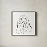 Line Dog Bloodhound I by Chris Paschke. Shown in a sleek black glass frame for a contemporary gallery look. Available as an archival giclee rolled canvas, fine art paper, or poster print. SKU 63546a.