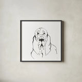 Line Dog Bloodhound II by Chris Paschke. Shown in a sleek black glass frame for a contemporary gallery look. Available as an archival giclee rolled canvas, fine art paper, or poster print. SKU 63547a.