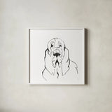 Line Dog Bloodhound II by Chris Paschke. Shown in a crisp white glass frame for a clean and minimalist style. Available as an archival giclee rolled canvas, fine art paper, or poster print. SKU 63547a.