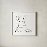 Line Dog Bull Terrier by Chris Paschke. Shown in a crisp white glass frame for a clean and minimalist style. Available as an archival giclee rolled canvas, fine art paper, or poster print. SKU 63548a.