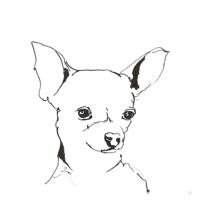 Line Dog Chihuahua by Chris Paschke. SKU 63551a. Archival Giclee Fine art print for wall decor.