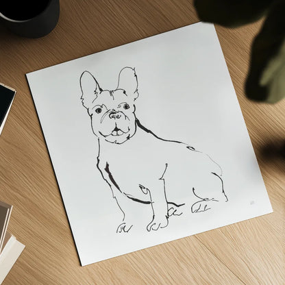 Line Dog French Bulldog II by Chris Paschke. Shown as a detailed flat fine art print, highlighting archival giclee quality. Available as an archival giclee rolled canvas, fine art paper, or poster print. SKU 63552a.