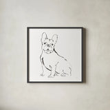Line Dog French Bulldog II by Chris Paschke. Shown in a sleek black glass frame for a contemporary gallery look. Available as an archival giclee rolled canvas, fine art paper, or poster print. SKU 63552a.