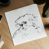 Line Dog Pekingese by Chris Paschke. Shown as a detailed flat fine art print, highlighting archival giclee quality. Available as an archival giclee rolled canvas, fine art paper, or poster print. SKU 63553a.