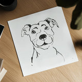 Line Dog Pitbull I by Chris Paschke. Shown as a detailed flat fine art print, highlighting archival giclee quality. Available as an archival giclee rolled canvas, fine art paper, or poster print. SKU 63686a.